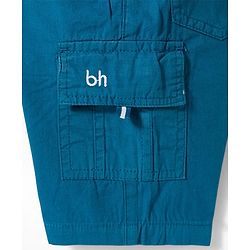 Babyhug 100% Cotton Woven Above Knee Length Solid Colour Bermuda - Blue