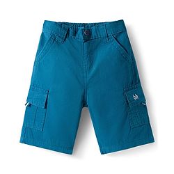 Babyhug 100% Cotton Woven Above Knee Length Solid Colour Bermuda - Blue