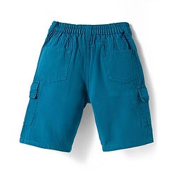 Babyhug 100% Cotton Woven Above Knee Length Solid Colour Bermuda - Blue