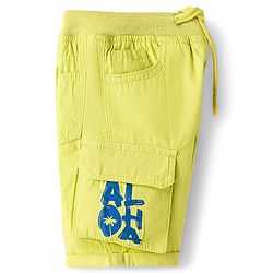 Babyhug Poplin Woven Above Knee Length Bermuda With Aloha Print - Lime Green