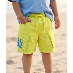 Babyhug Poplin Woven Above Knee Length Bermuda With Aloha Print - Lime Green