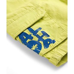 Babyhug Poplin Woven Above Knee Length Bermuda With Aloha Print - Lime Green