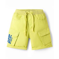 Babyhug Poplin Woven Above Knee Length Bermuda With Aloha Print - Lime Green