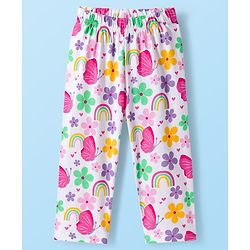 Babyhug Cotton Knit Full Sleeves Night Suit With Floral Print - Navy Blue