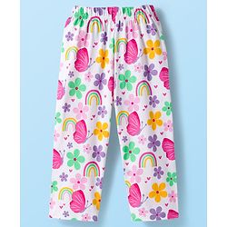 Babyhug Cotton Knit Full Sleeves Night Suit With Floral Print - Navy Blue