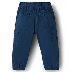 Babyhug Tussor Woven Full Length Solid Colour Trouser Pant - Navy Blue