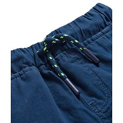 Babyhug Tussor Woven Full Length Solid Colour Trouser Pant - Navy Blue