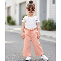 Babyhug Twill Woven Full Length Solid Trouser With Stretch - Lime Green
