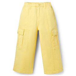 Babyhug Twill Woven Full Length Solid Colour Trousers With Stretch - Yellow