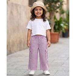 Babyhug Twill Woven Full Length Solid Colour Trousers With Stretch - Yellow
