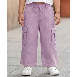 Babyhug Twill Woven Full Length Solid Colour Trousers With Stretch - Yellow