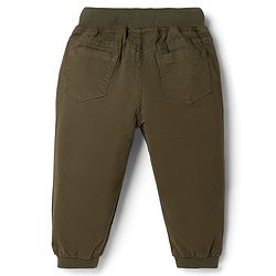 Babyhug Twill Woven Full Length Trouser Pant With Stretch - Olive Green