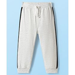 Babyhug Cotton Jersey Knit Full Length Solid Color Lounge Pants with Tape Detailing Pack of 3 - Multicolor