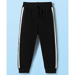 Babyhug Cotton Jersey Knit Full Length Solid Color Lounge Pants with Tape Detailing Pack of 3 - Multicolor