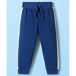 Babyhug Cotton Jersey Knit Full Length Solid Color Lounge Pants with Tape Detailing Pack of 3 - Multicolor