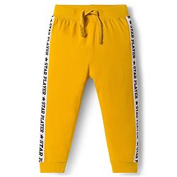 Babyhug Cotton Knit Full Length Lounge Pants with Sports Theme Print Pack of 3 - Yellow Mint & Black