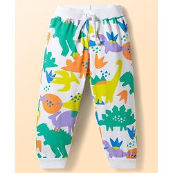 Babyhug Cotton Jersey Knit Full Length Dino Printed Lounge Pant Pack Of 3 - Multi Color