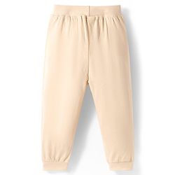 Babyhug Cotton Knit Full Length Lounge Pants with Animal Print & Tape Detailing - Red & Cream