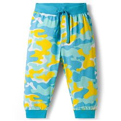 Babyhug Cotton Jersey Knit Full Length Lounge Pants with Camouflage & Adventure Print Pack of 2 - Multicolor