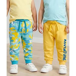 Babyhug Cotton Jersey Knit Full Length Lounge Pants with Camouflage & Adventure Print Pack of 2 - Multicolor