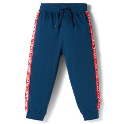 Babyhug Cotton Knit Full Length Text Printed Lounge Pants With Patch Pack Of 2 - Multicolour