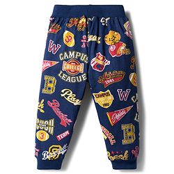 Babyhug Cotton Jersey Knit Full Length Lounge Pants With Athletic Theme Print Pack Of 2 - Multicolour