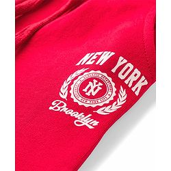 Babyhug Looper Knit Full Length Lounge Pant With Text Print - Red