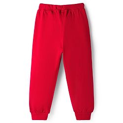 Babyhug Looper Knit Full Length Lounge Pant With Text Print - Red