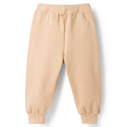 Babyhug Looper Knit Full Length Lounge Pant With Text Print - Cream