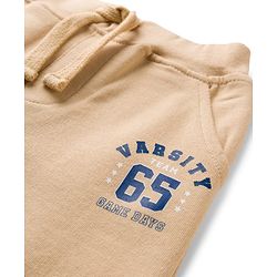 Babyhug Looper Knit Full Length Lounge Pant With Text Print - Cream