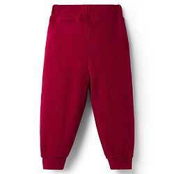 Babyhug Cotton Knit Full Length Lounge Pant With New York Print - Dark Red