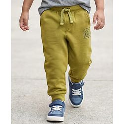 Babyhug Cotton Knit Full Length Lounge Pant With Adventure Ready Print - Olive Green