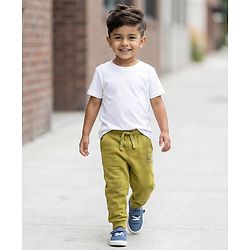 Babyhug Cotton Knit Full Length Lounge Pant With Adventure Ready Print - Olive Green
