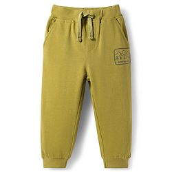 Babyhug Cotton Knit Full Length Lounge Pant With Adventure Ready Print - Olive Green