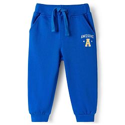 Babyhug Looper Knit Full Length Lounge Pant With Text Print - Blue