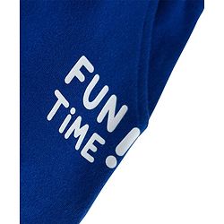 Babyhug Cotton Knit Full Length Lounge Pant With Fun Time Print - Navy Blue