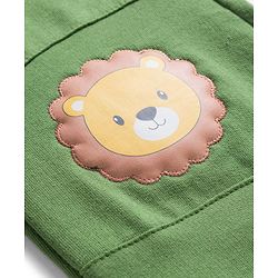 Babyhug Cotton Knit Full Length  Lounge Pant with Lion Patch - Green