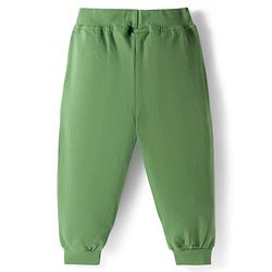 Babyhug Cotton Knit Full Length  Lounge Pant with Lion Patch - Green