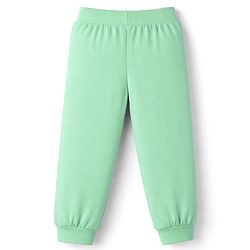 Babyhug Cotton Jersey Knit Full Length Lounge Pants With Rainbow Patch & Bow Applique Pack of 3 - Light Green Pink & Purple