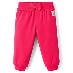 Babyhug Cotton Jersey Knit Full Length Lounge Pants With Text Patch & Bow Applique Pack of 3 - Navy Blue Light & Dark Pink