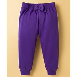Babyhug Cotton Jersey Knit Full Length Solid Lounge Pants With Bow Applique Pack of 3 - Multicolor