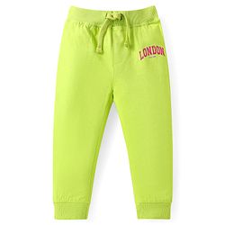 Babyhug Cotton Jersey Knit Full Length Lounge Pants with Text Print Pack of 3 - Orange Green & Pink