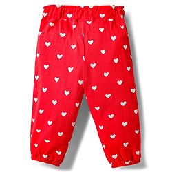 Babyhug Cotton Jersey Knit Full Length Hearts Printed Lounge Pants With Bow Pack Of 3 - Multicolour