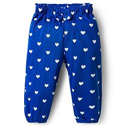 Babyhug Cotton Jersey Knit Full Length Hearts Printed Lounge Pants With Bow Pack Of 3 - Multicolour