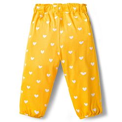 Babyhug Cotton Jersey Knit Full Length Hearts Printed Lounge Pants With Bow Pack Of 3 - Multicolour