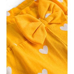 Babyhug Cotton Jersey Knit Full Length Hearts Printed Lounge Pants With Bow Pack Of 3 - Multicolour