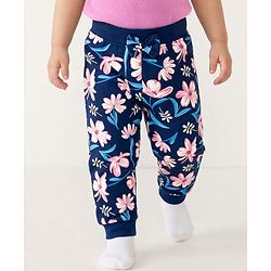 Babyhug Single Jersey Knit Full Length Lounge Pants with Floral & Polka Dot Print Bow Applique Pack of 3 - Multicolor