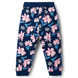 Babyhug Single Jersey Knit Full Length Lounge Pants with Floral & Polka Dot Print Bow Applique Pack of 3 - Multicolor