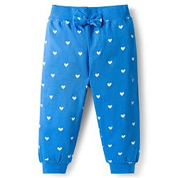 Babyhug Cotton Jersey Knit Full Length Lounge Pants With Floral & Hearts Print With Bow Applique Pack Of 3 - Multicolour