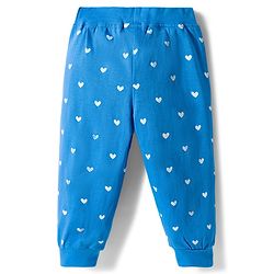Babyhug Cotton Jersey Knit Full Length Lounge Pants With Floral & Hearts Print With Bow Applique Pack Of 3 - Multicolour